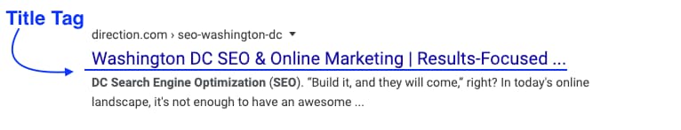 example of what a title tag is for on-page seo