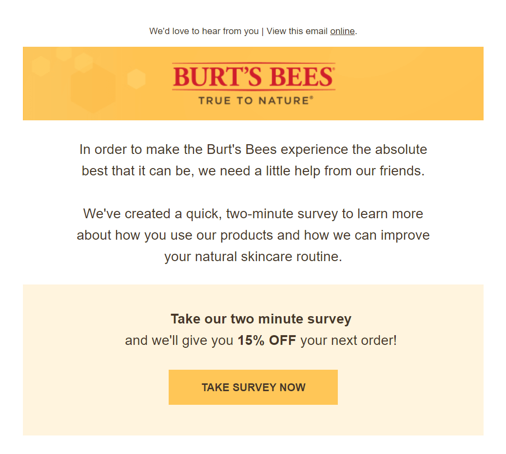 burts bees beauty brand email marketing campaign