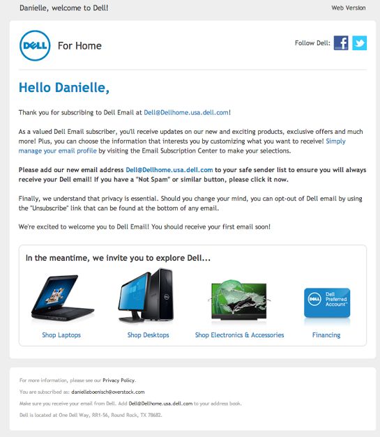 dell marketing email