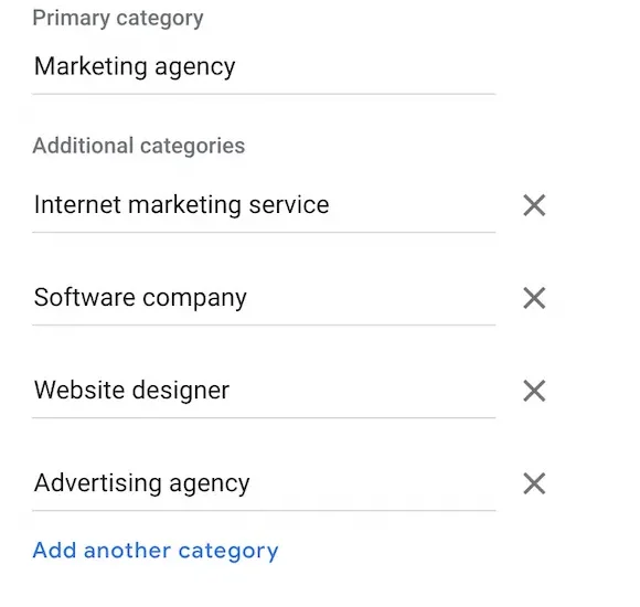 Google Business Categories