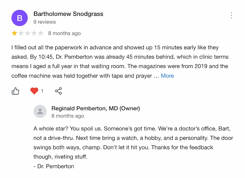 review bad response