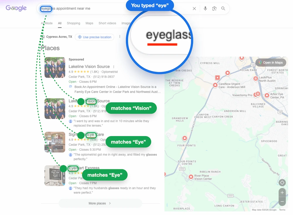 serp local results name