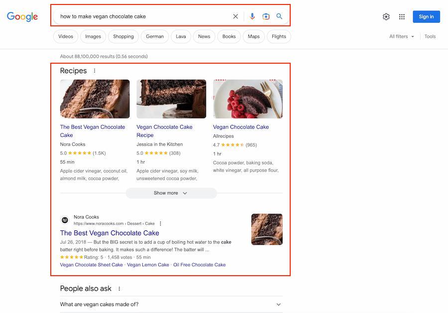 An Example of Informational Search Intent