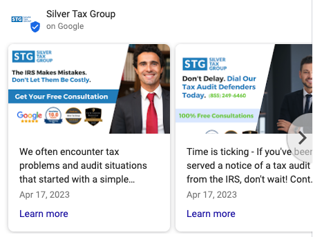 Google Post Example from a tax law firm