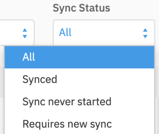 sync status dropdown