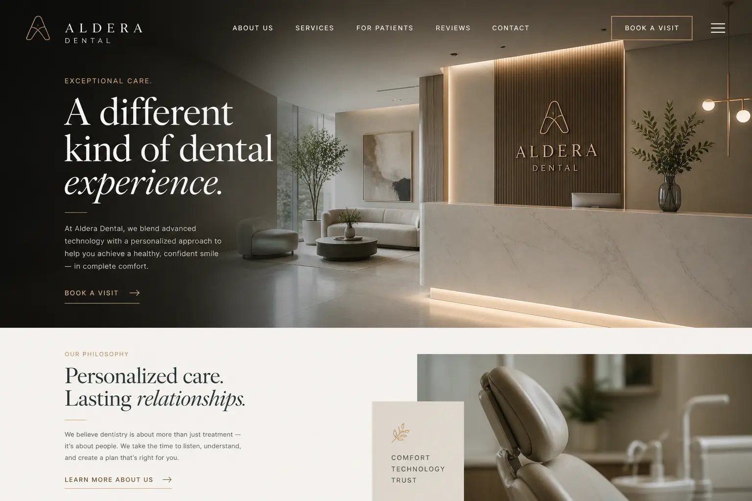 Aldera Dental desktop view