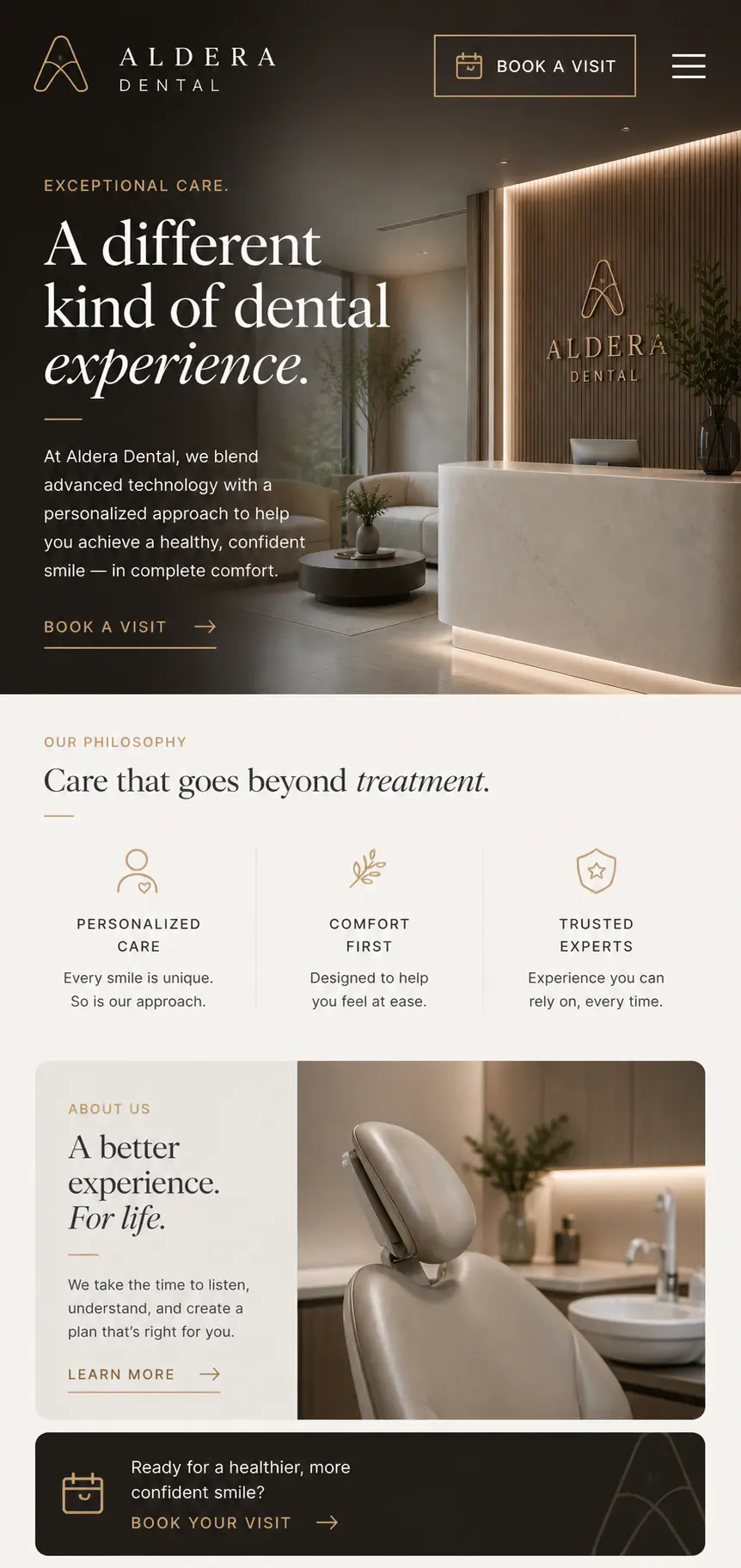 Aldera Dental mobile view