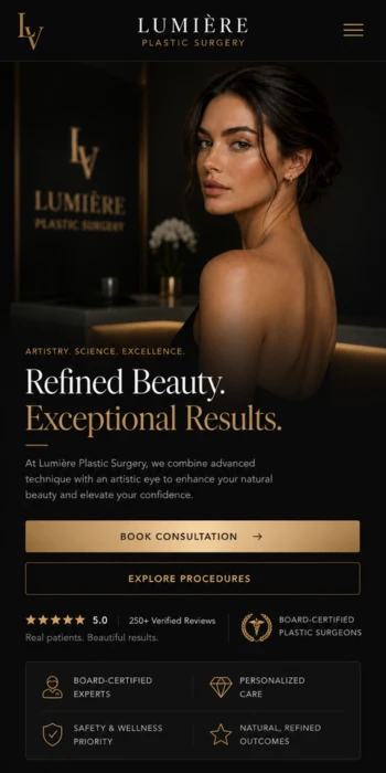 Lumière Plastic Surgery mobile website design mockup