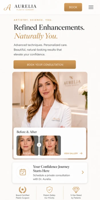 Aurelia Plastic Surgery mobile website design mockup