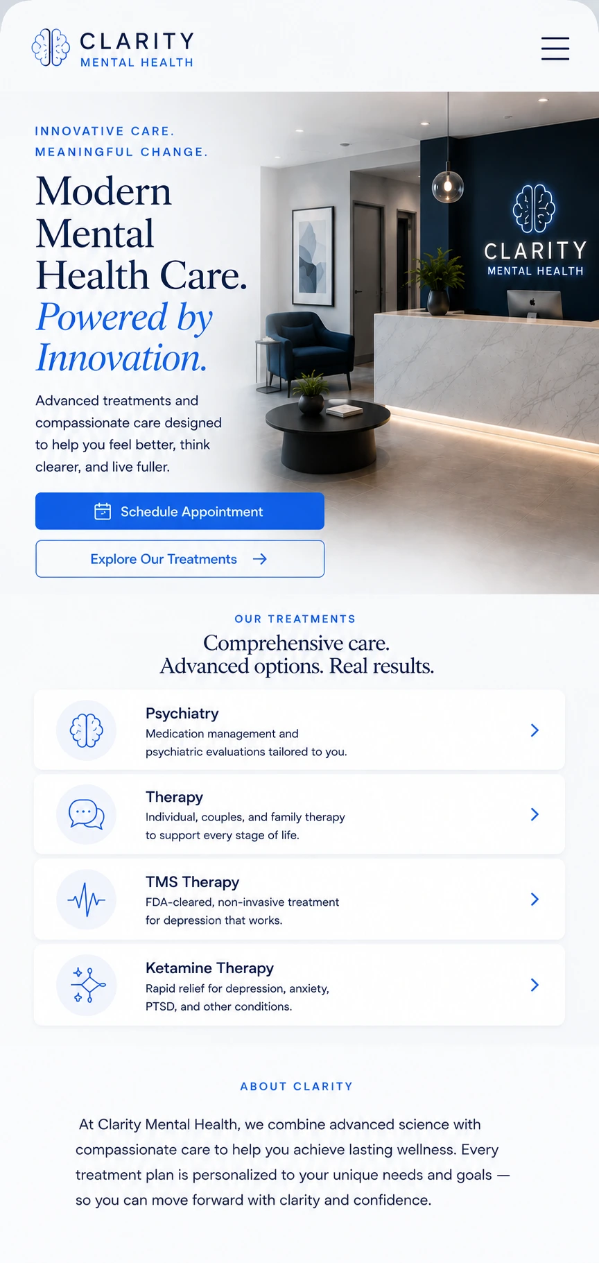 Mental Health Web Design 3 mobile view
