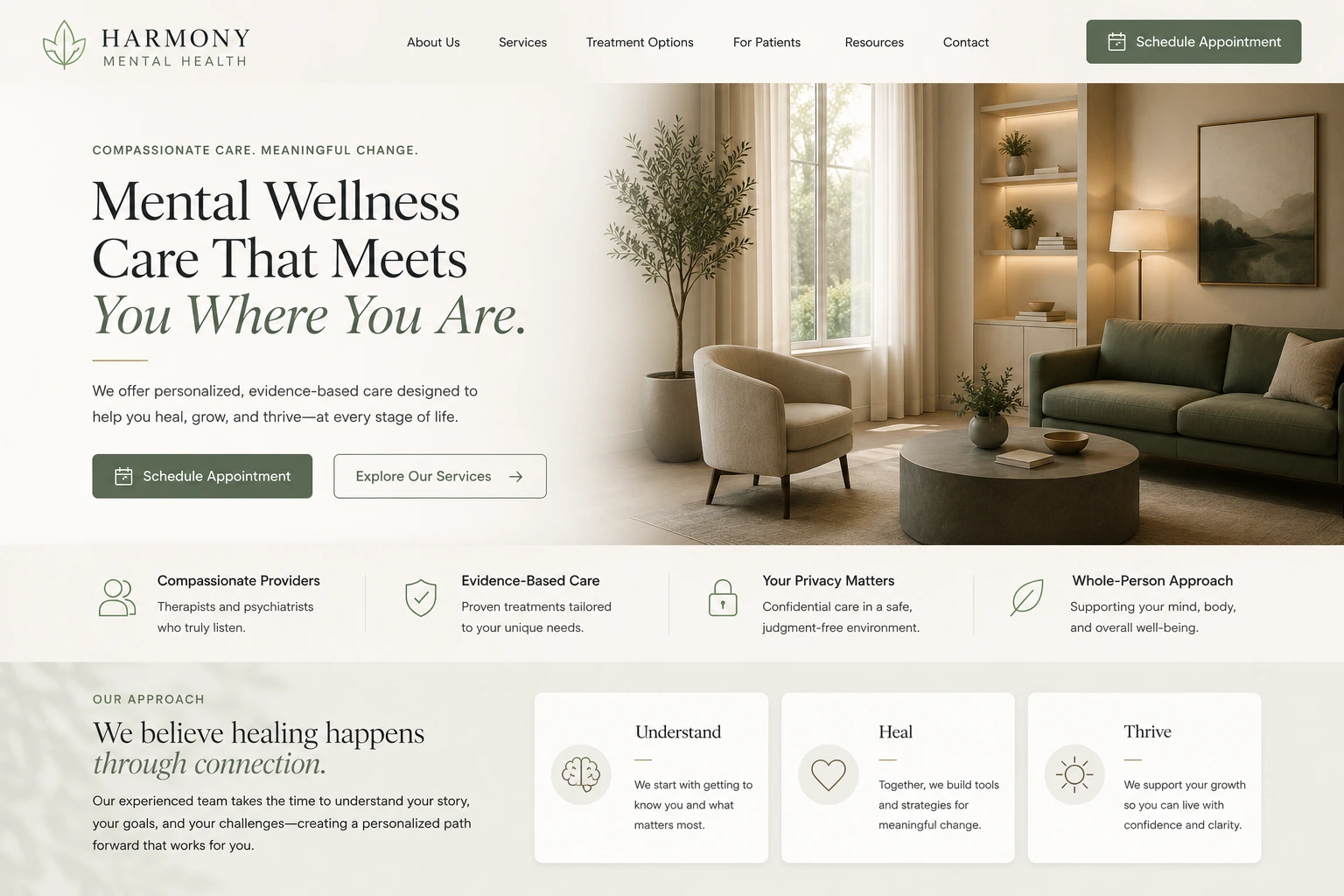 Mental Health Web Design 4 desktop view