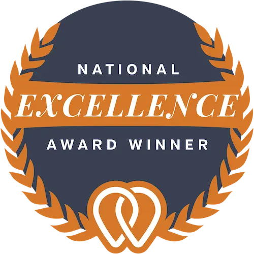 UpCity National Excellence Award badge for top-rated SEO services in Bloomington.